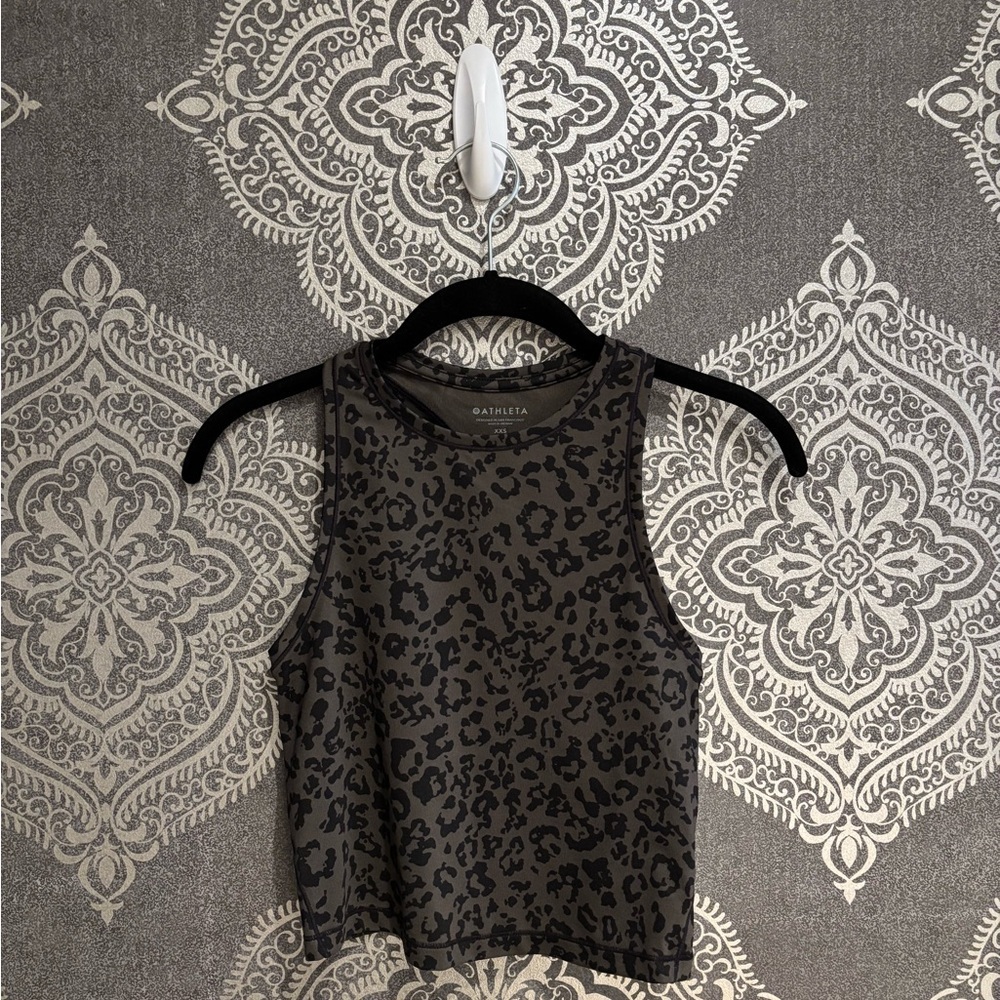 Athleta Black Leopard Print Crop Top